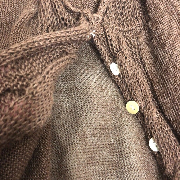 Citron Santa Monica Sweater Brown Sheer Knit Cardigan Small - Picture 4 of 7